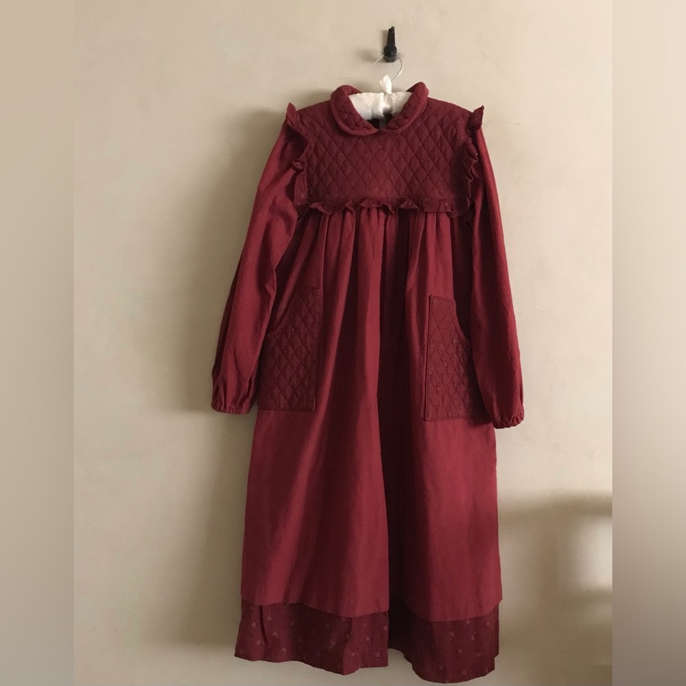 Vintage Quilted Burgundy Scubidu Kids Dress